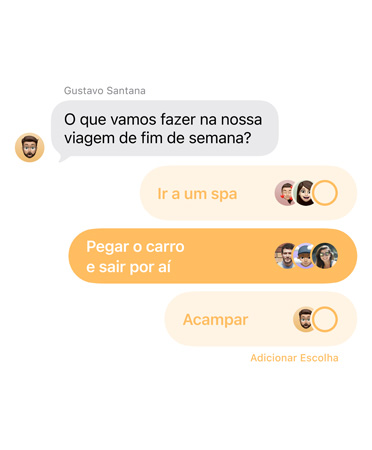 App Mensagens mostrando o recurso de enquetes em uso
