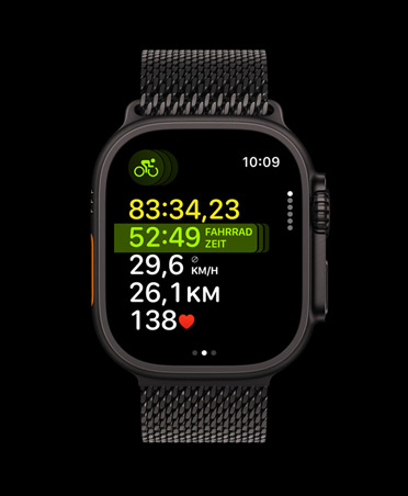 Apple Watch Ultra 3, Farbe Schwarz, Titangehäuse, Kombinationssport Training, Armband, Milanaise Armband Schwarz