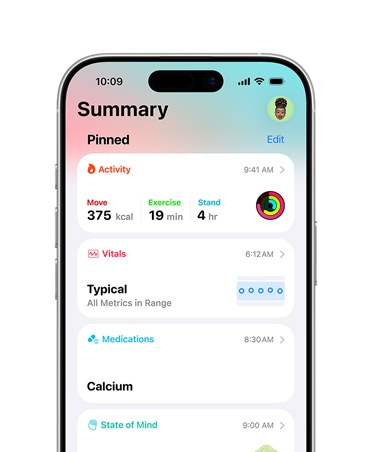 iPhone'is kinnitatud terviseülevaade