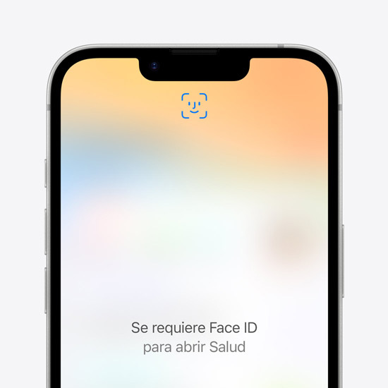 Vista parcial de un iPhone 16e que muestra un inicio de sesión con Face ID en la app Salud