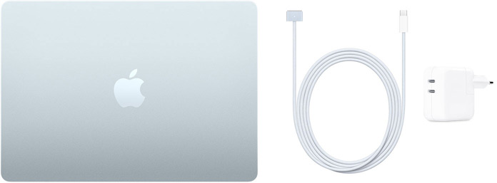 13" MacBook Air, USB-C til MagSafe 3-kabel og USB-C-strømforsyning på 30 W