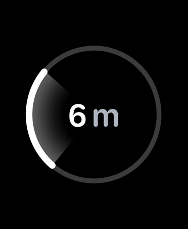 Localisation précise, barre de progression blanche circulaire montrant la distance estimée vers l’iPhone égaré