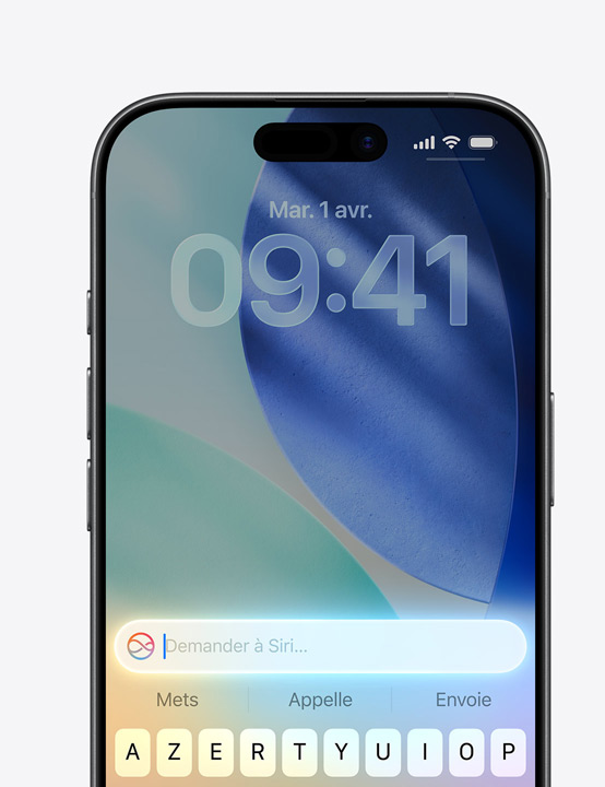Écran d’iPhone affichant la fonctionnalité Demander à Siri en cours d’utilisation
