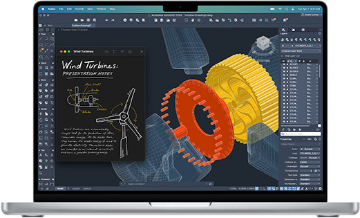 Aplikasi Autodesk AutoCAD ditampilkan pada MacBook Pro