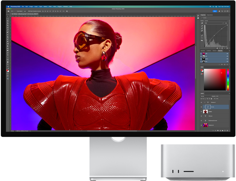 Studio Display and Mac Studio shown together