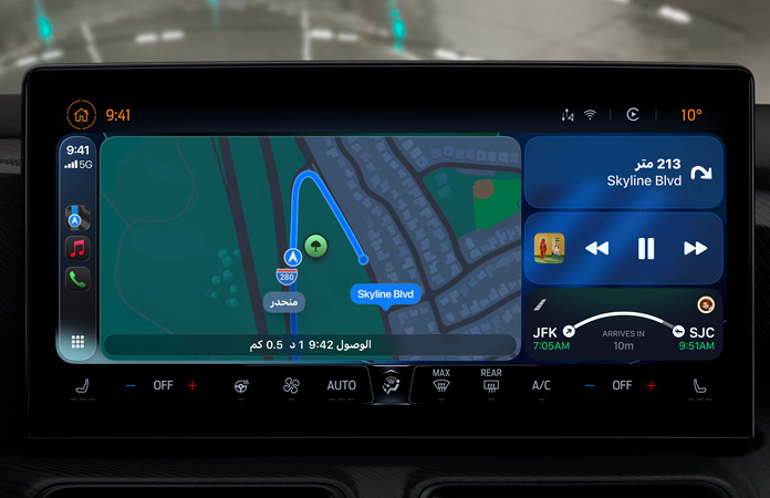 صورة لميزة كاربلاي في سيارة، والصورة تُبرز تصميم هذه الميزة الجديد