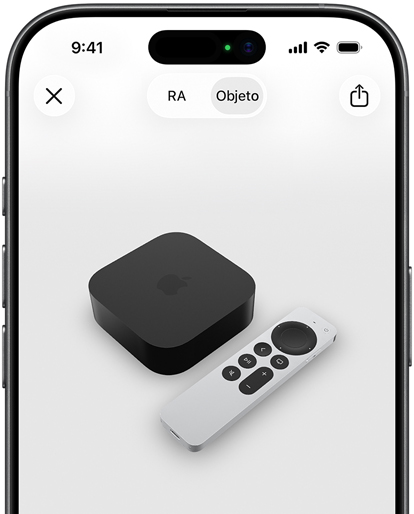Imagen de un Apple TV 4K en realidad aumentada en un iPhone.