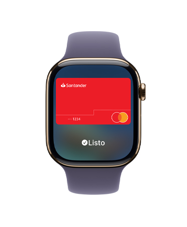 Apple Watch Series 11, color oro, caja de titanio, Apple Pay, parte lateral derecha, Digital Crown, correa deportiva morado niebla