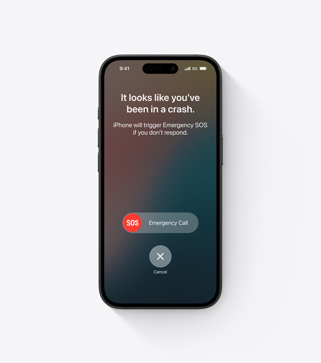 iPhone-skjerm som viser Nødanrop (SOS) i bruk