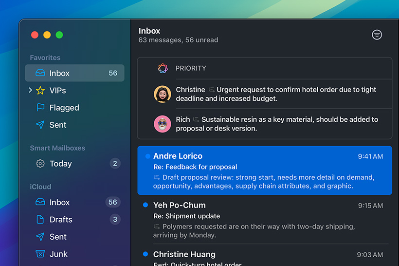 Функція «Пріоритетні листи» системи Apple Intelligence у додатку «Пошта»