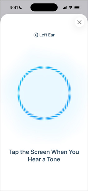 iPhone showing the hearing test in progress next to the AirPods Pro 3