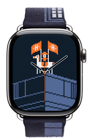 Apple Watch Hermès Series 11, titanboett, silverfinish, Faubourg Party-armband och Faubourg Party-urtavla