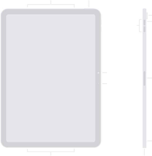 Rozmieszczenie przycisków i złączy iPada Air