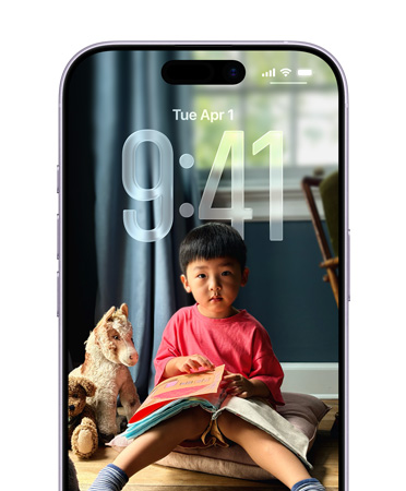 iPhone Lock Screen showing the time adapted to the Lock Screen photo