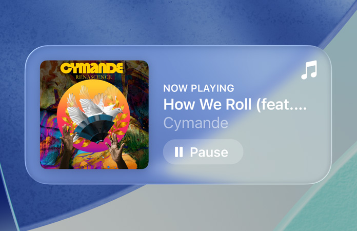 Translucent controls in Apple Music refract the background
